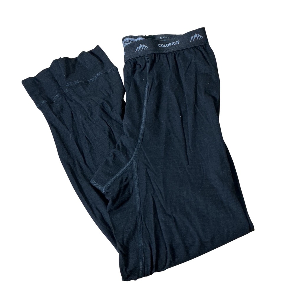 ColdPruf Merino Wool Thermal Base Layer Pants Mens M Black Distressed Repair